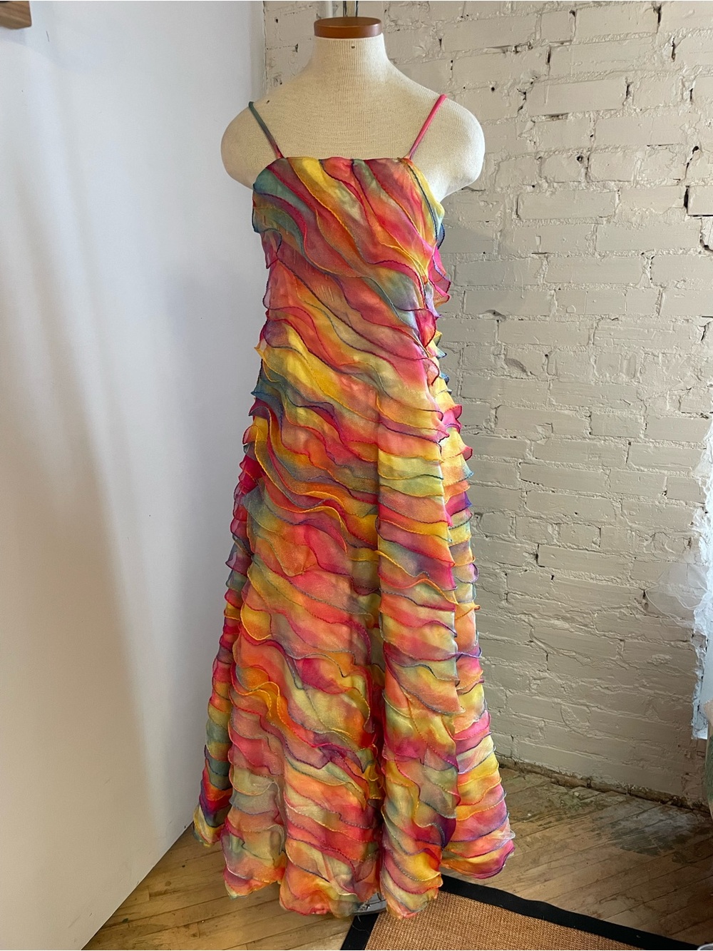 Multi-Color Ruffle Maxi Dress - Vibrant Rainbow Sundress